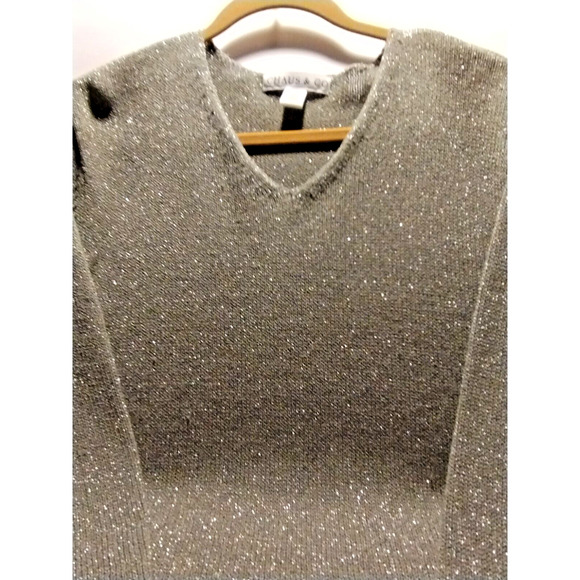 Chaus & Co. Women's Grey Silver Sparkly Shimmery Pullover Sweater Size XL - Picture 9 of 9